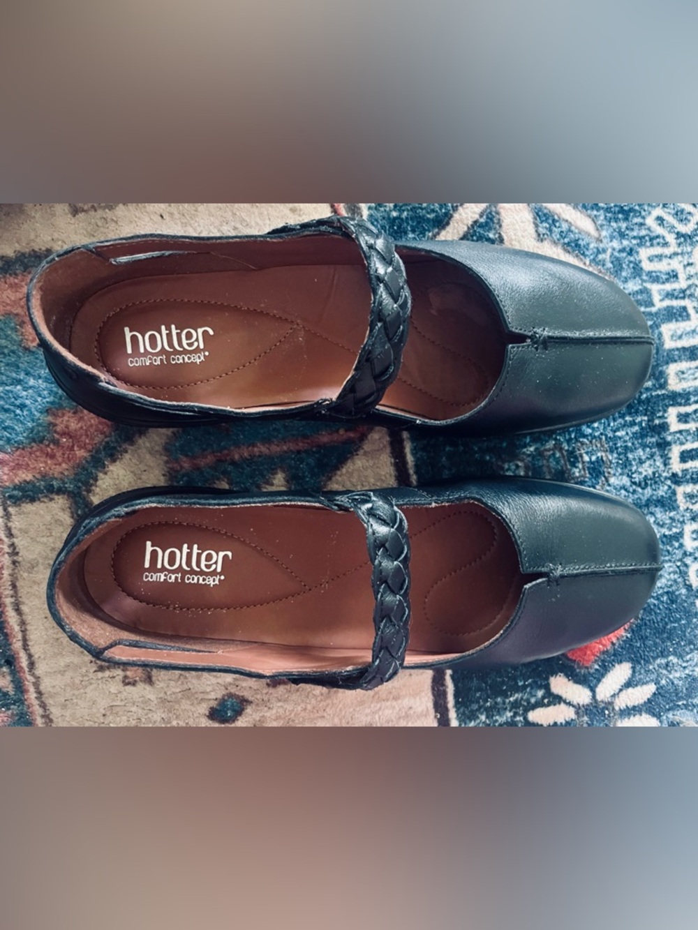 hotter Women's Braided Mary Jane Flats - black leather - Picture 4 of 7